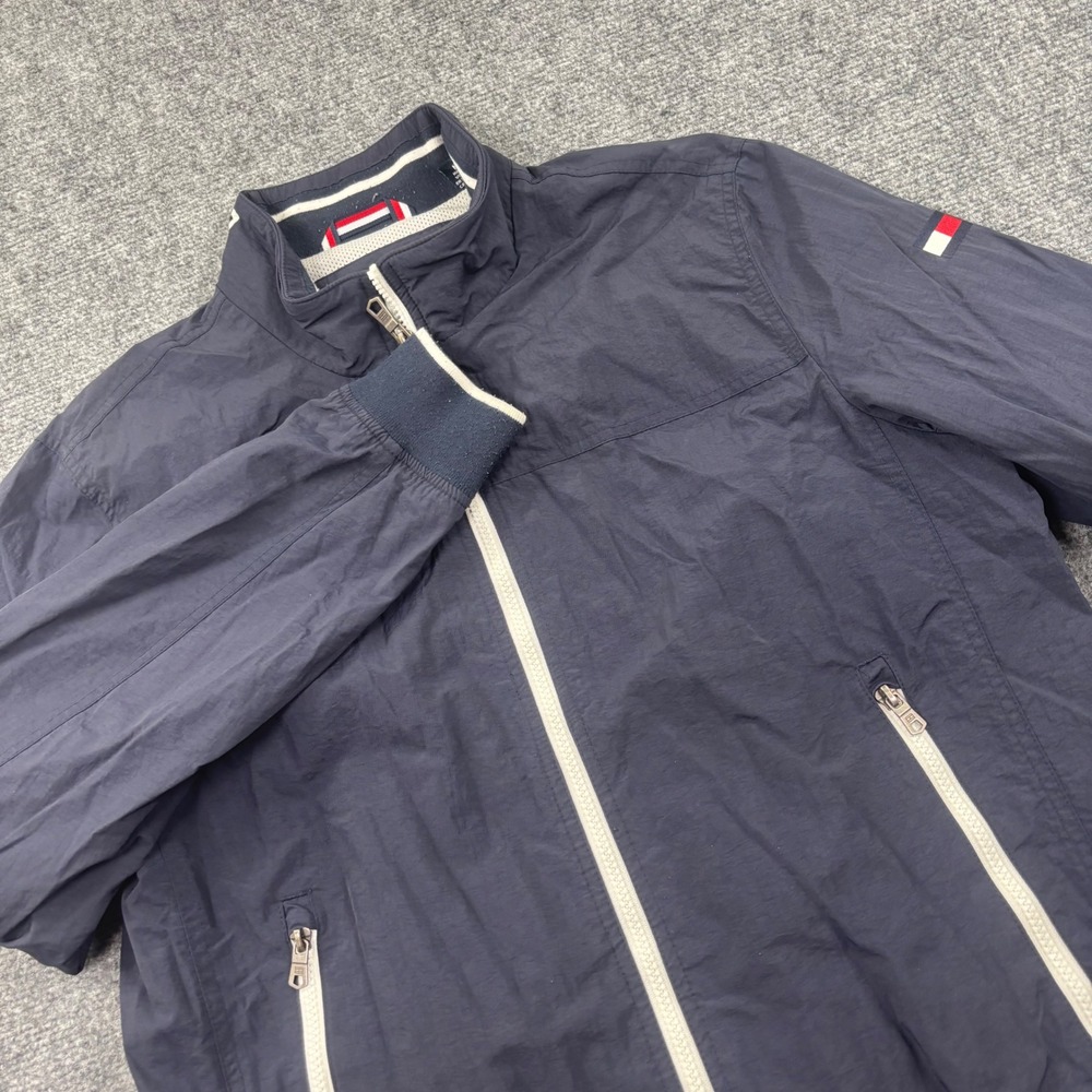 Tommy Hilfiger Windbreaker Jacket Medium Navy Blue Full Zip Water Resistant Mens